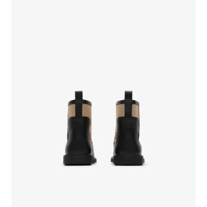 Check Panel Leather Boots