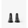 Check Panel Leather Chelsea Boots