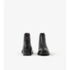Check Panel Leather Chelsea Boots