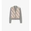 Check Panel Wool Silk Cardigan