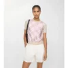Check Panel Wool Silk Top