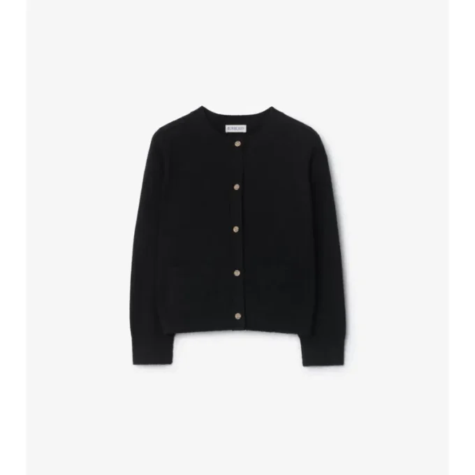 Check Patch Wool Cashmere Cardigan