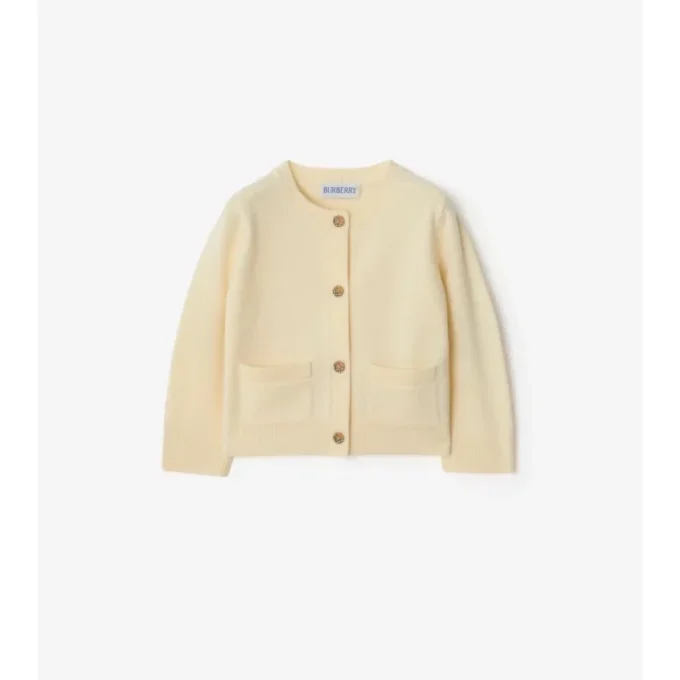 Check Patch Wool Cashmere Cardigan