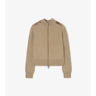 Check Patch Wool Cashmere Cardigan