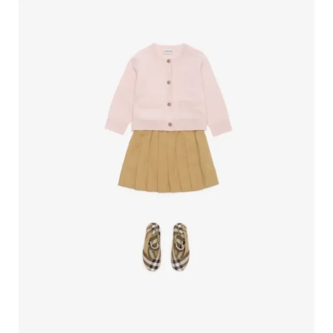 Check Patch Wool Cashmere Cardigan