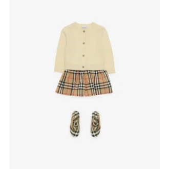 Check Patch Wool Cashmere Cardigan