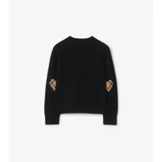Check Patch Wool Cashmere Cardigan