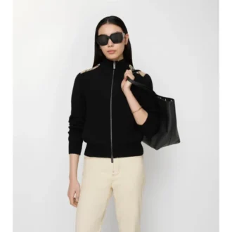 Check Patch Wool Cashmere Cardigan