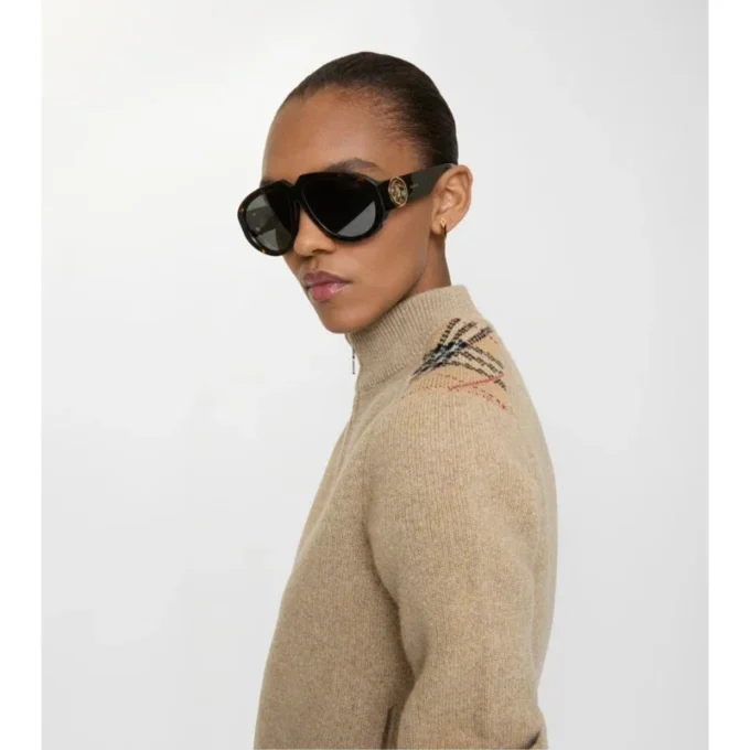 Check Patch Wool Cashmere Cardigan