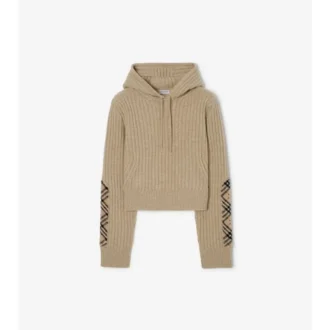 Check Patch Wool Cashmere Hoodie