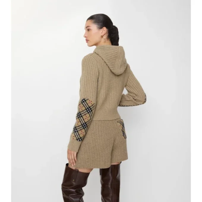 Check Patch Wool Cashmere Hoodie