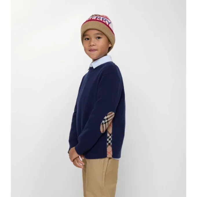 Check Patch Wool Cashmere Sweater