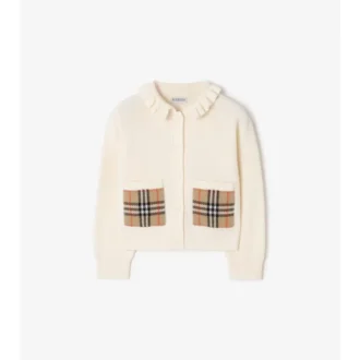 Check Pocket Cotton Wool Cardigan