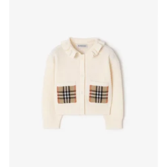 Check Pocket Cotton Wool Cardigan