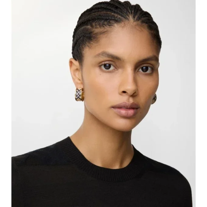 Check Print Hoop Earrings
