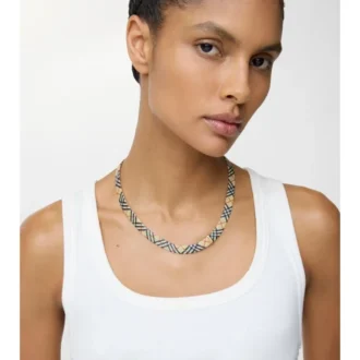 Check Print Necklace