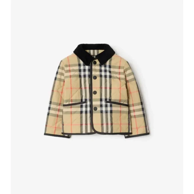Check Quilted Nylon Barn Jacket