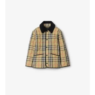 Check Quilted Nylon Barn Jacket