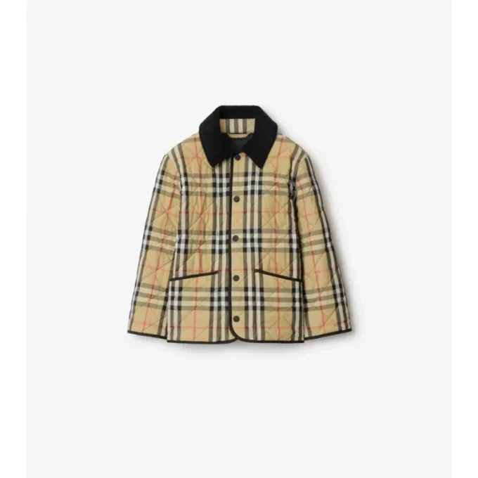 Check Quilted Nylon Barn Jacket