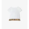 Check Ruffle Stretch Cotton T-Shirt