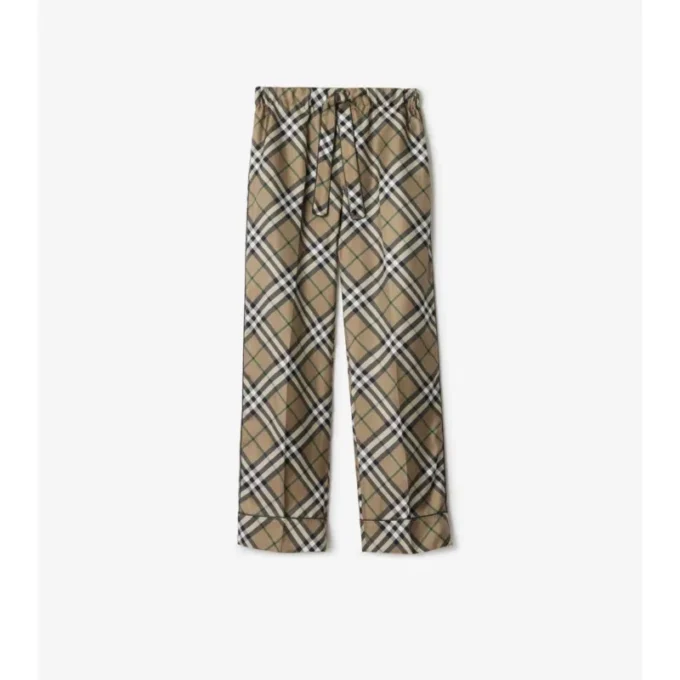 Check Silk Pyjama Trousers