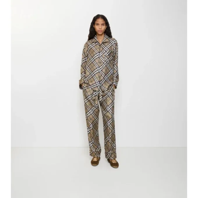 Check Silk Pyjama Trousers