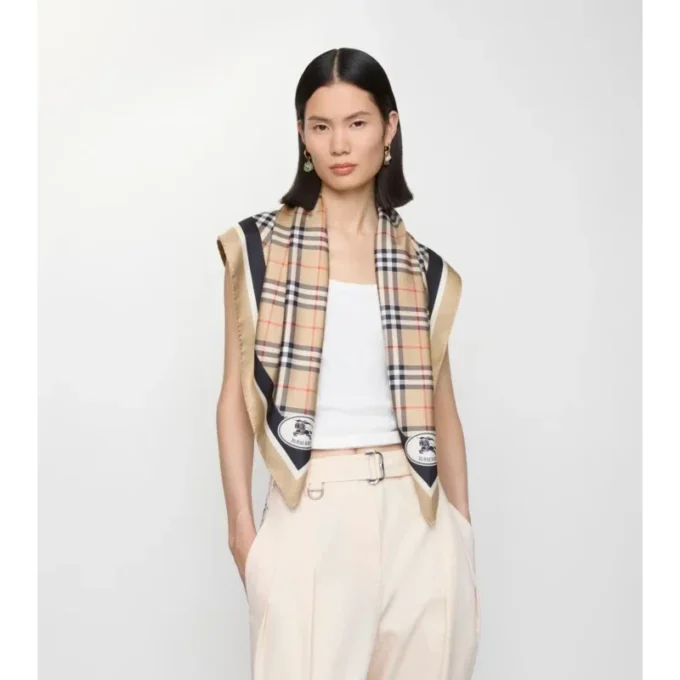 Check Silk Scarf