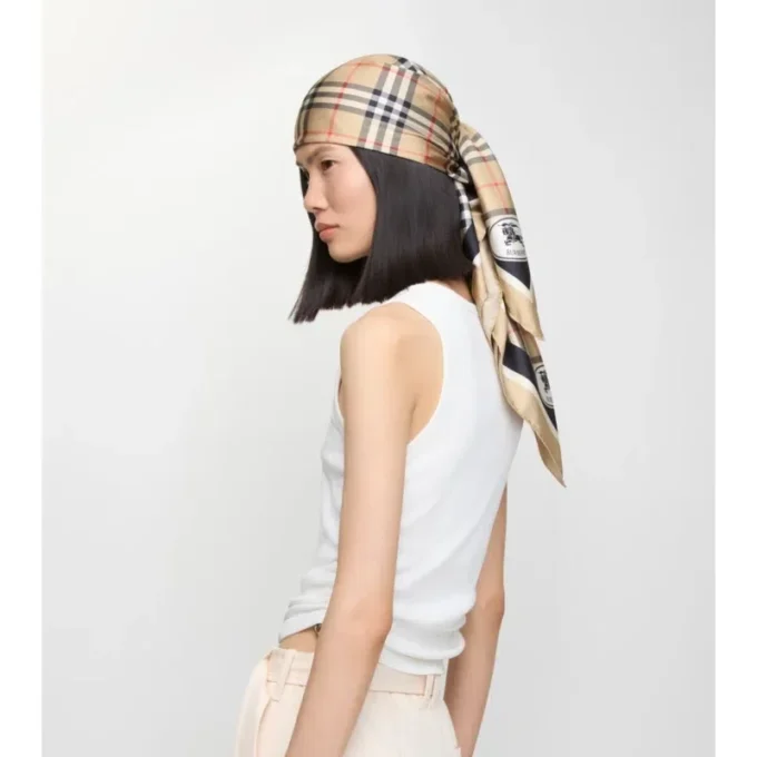 Check Silk Scarf