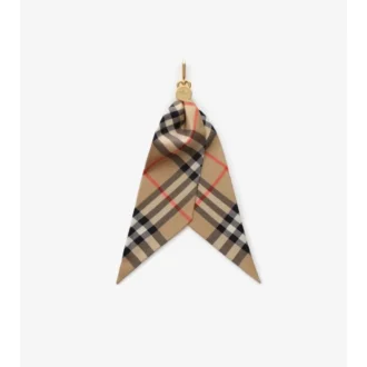 Check Silk Scarf Charm