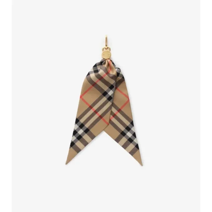 Check Silk Scarf Charm