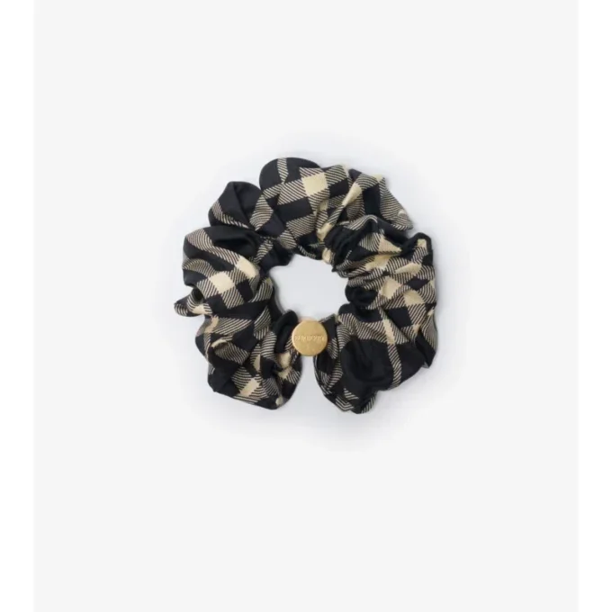 Check Silk Scrunchie