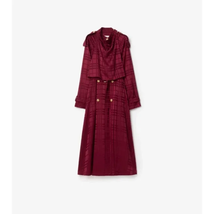 Check Silk Trench Coat