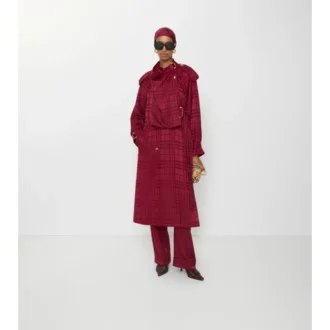 Check Silk Trench Coat