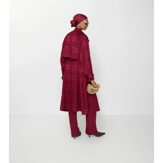 Check Silk Trench Coat