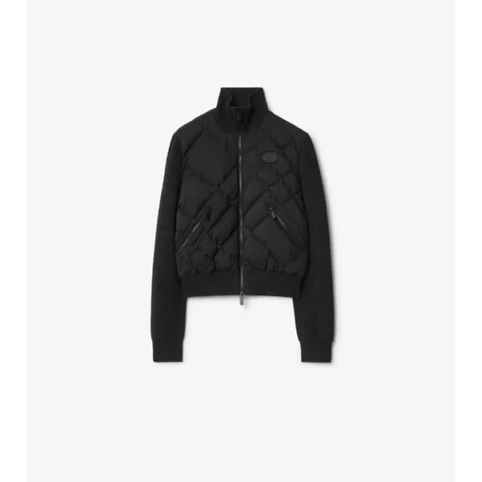 Check-Stitch Nylon and Wool Jacket