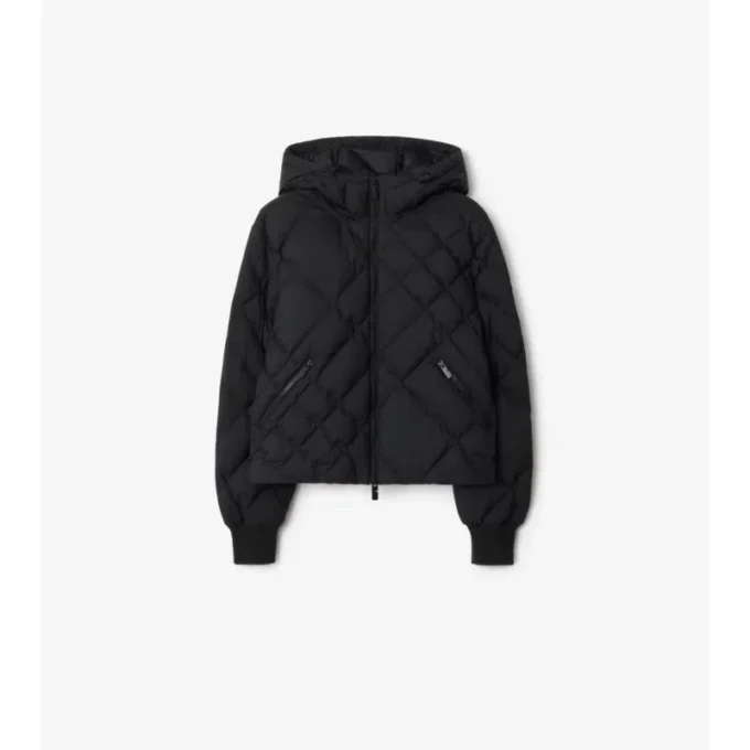 Check-Stitch Nylon Delley Puffer Jacket
