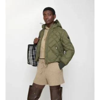 Check-Stitch Nylon Delley Puffer Jacket