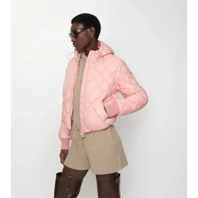 Check-Stitch Nylon Delley Puffer Jacket