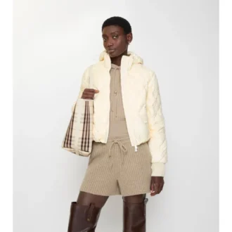 Check-Stitch Nylon Delley Puffer Jacket