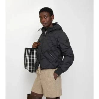 Check-Stitch Nylon Delley Puffer Jacket