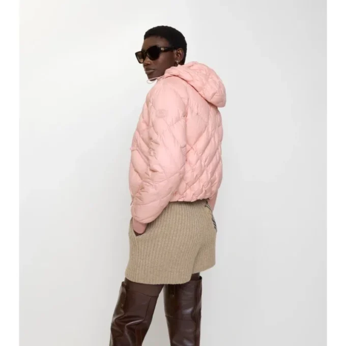 Check-Stitch Nylon Delley Puffer Jacket