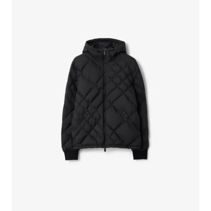 Check-Stitch Nylon Doversgreen Puffer Jacket