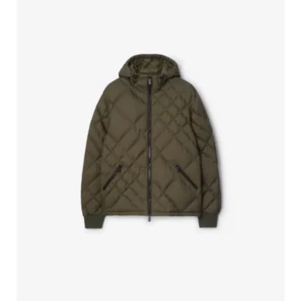 Check-Stitch Nylon Doversgreen Puffer Jacket