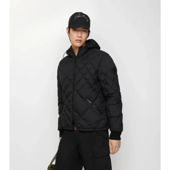 Check-Stitch Nylon Doversgreen Puffer Jacket