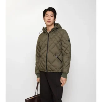 Check-Stitch Nylon Doversgreen Puffer Jacket