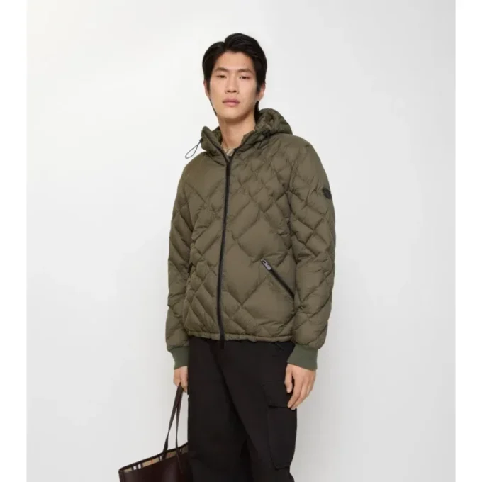 Check-Stitch Nylon Doversgreen Puffer Jacket