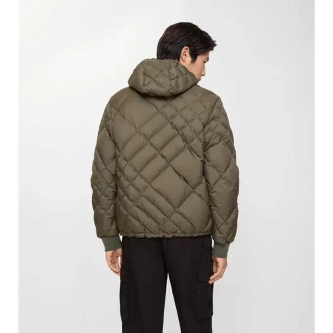 Check-Stitch Nylon Doversgreen Puffer Jacket