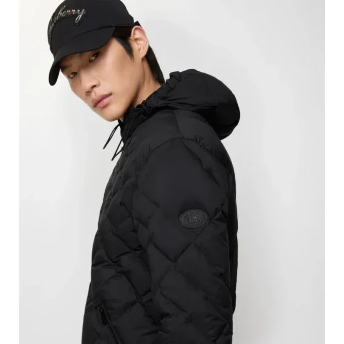 Check-Stitch Nylon Doversgreen Puffer Jacket