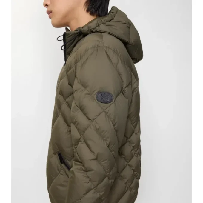 Check-Stitch Nylon Doversgreen Puffer Jacket