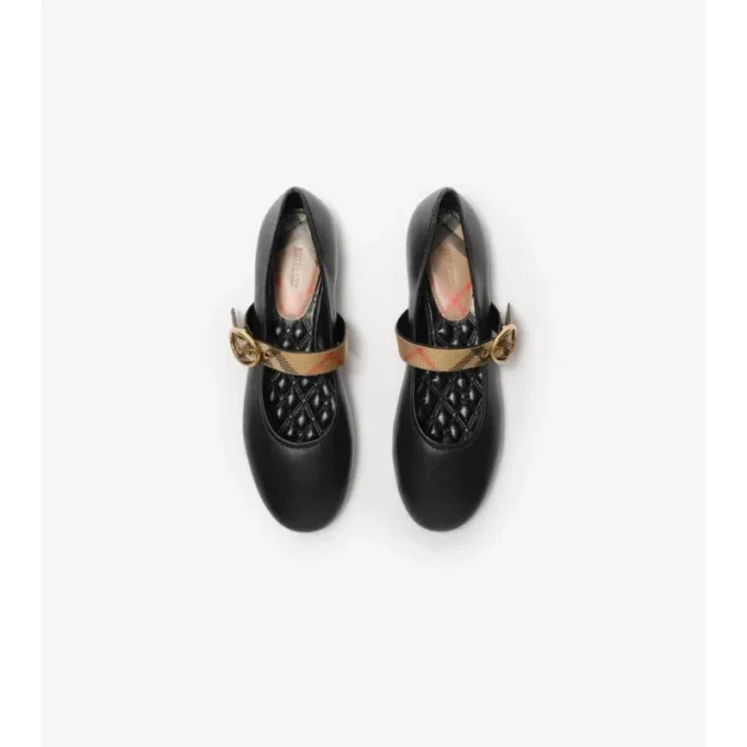 Check Strap Leather Robin Ballerinas